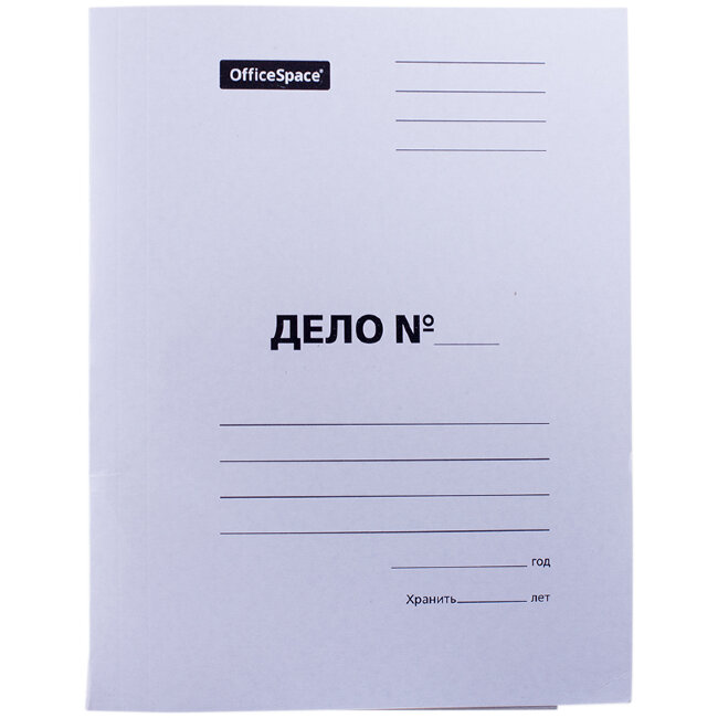 Скоросшиватель OfficeSpace "Дело", картон мелованный, 380г/м2, белый, пробитый Скоросшиватель OfficeSpace "Дело", картон мелованный, 380г/м2, белый, пробитый