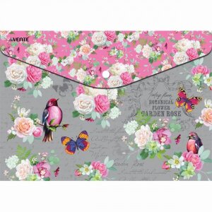 Конверт на кнопке с рисунком А4 Garden rose, 0,15мм, 330*250мм