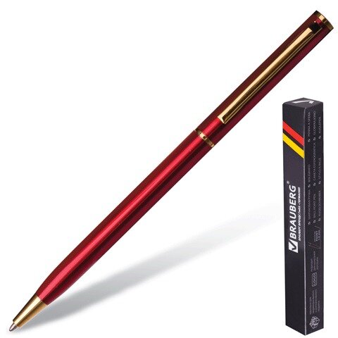 Ручка бизнес-класса шариковая BRAUBERG "Slim Burgundy", корпус бордо, узел 1 мм, линия письма 0,7 мм, синяя, 141403 Ручка бизнес-класса шариковая BRAUBERG "Slim Burgundy", корпус бордо, узел 1 мм, линия письма 0,7 мм, синяя, 141403