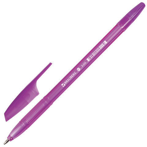 Ручка шариковая BRAUBERG "X-333" VIOLET, ФИОЛЕТОВАЯ, корпус тонированный фиолетовый, узел 0,7 мм, линия письма 0,35 мм, BP158