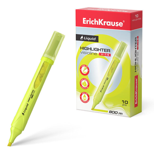Текстовыделитель EK Liquid Visioline V-14 Neon, 0,6 - 4мм, желтый, с жид. чернилами Текстовыделитель EK Liquid Visioline V-14 Neon, 0,6 - 4мм, желтый, с жид. чернилами